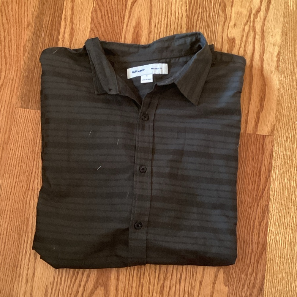 Old Navy Men's Black Striped Button Down T-Shirt
